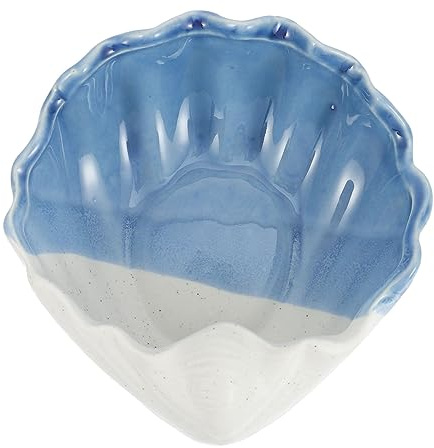 BESPORTBLE Plateau à Bijoux Rangement Élagn Bleu de Coquillage en Céramique pour Épingles et Boucles D'oreilles, Maison Salle de Bain