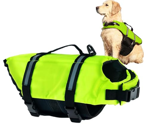 Flytjacka för hundar - flytväst för husdjur | Reflekterande hundväst med handtag | Valp Lifesaver Preserver Safety | Lätt baddräkt för alla raser