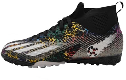 tiebaoGanar Große Kinder Rasen Fußball Schuhe High Top Jungen Indoor Fußball Schuhe Athletische Firma Boden Socke S23057/Hei-35