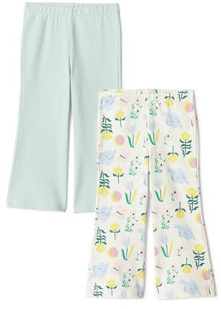 Amazon Essentials Leggings Svasati in Maglia, Vestibilità Aderente Bambine e ragazze, Verde Menta Pallido/Natura, 2 anni