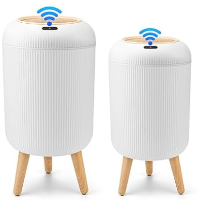 sapisecret Smart Mülleimer mit Sensor,Weiß,10L,für Küche und Badezimmer, klein Geruchsdichter Trash Can Automatisch, Ideal als Bad Mülleimer, mit Deckel (2er Set)