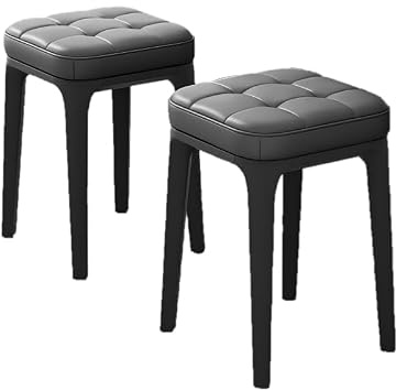 Virzen 2 Set Dining Chair Meal Chairs, Household Plastic Stool, PU Leather Upholstered Dining Chair, Armless Leisure Side Chair with Wood Legs for Dining Room Kitchen Living Room Bedroom(9 Grey)