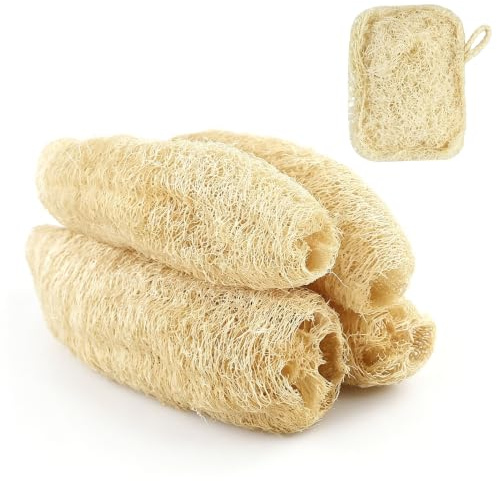 5 stycken 100 % ekologisk Lufa-svamp, exfolierande svamp, Loofah naturliga torkningshål, rengöringsborste, luffa-svamp, naturliga ekologiska loofa-svampar