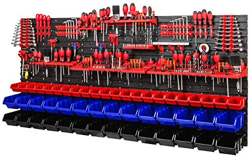 Étagère murale d'atelier - 1728 x 780 mm - Système de stockage avec supports à outils et boîtes empilables - Plaques murales ultra solides pour atelier et garage