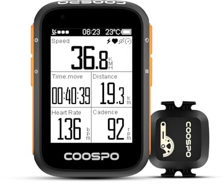COOSPO Bike Computer Wireless GPS,Bike Speedometer with Auto Backlight, Bluetooth5.0 ANT Cycling GPS Computer,Bicycle Computer Wireless BC200 Bundle with CooSpo Cadence Speed Sensor …