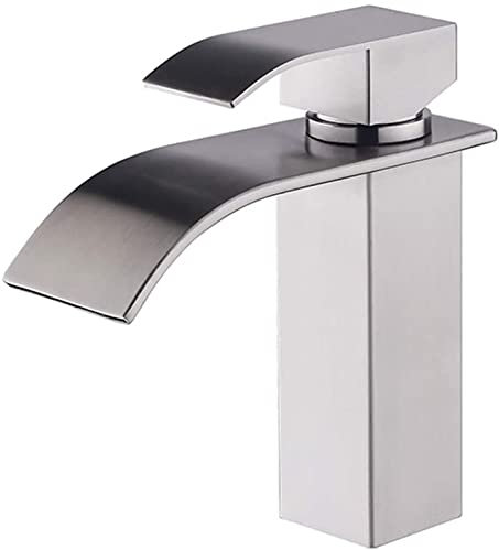 LARDECOR - Grifo de Lavabo de Acero Inoxidable, Monomando para Agua Fría y Caliente, Diseño Minimalista sin Plomo, Menor Consumo, Mangueras Internas Flexibles y Antitorsión (Marmore, Silver)