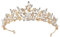HOMEYU Zirkon Damen Krone Diadem Hochzeit Tiara Braut Tiara mit Inlay Kristall Strass Blume Braut Tiara Krone Haarschmuck