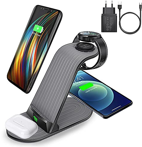 Estación de carga por inducción de 15 W, 4 en 1, cargador de inducción compatible con Samsung Galaxy S20S21Note20, estación de carga para Samsung Watch 432ActiveGearS3 y Samsung Buds y otros