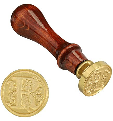 sourcing map Buchstaben Wach Siegelstempel Alphabet Holzgriff Abnehmbarer Messingkopf Klassischer für Umschlag Einladungskarte Alphabet R