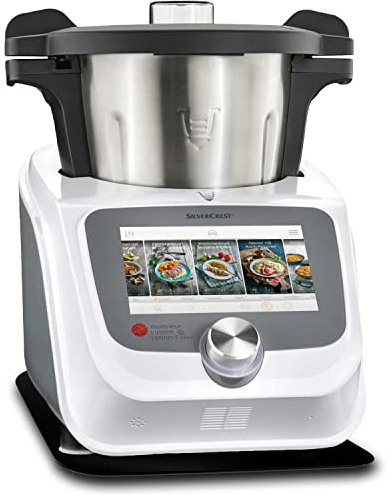 Gleitbrett aus Acryl | schwarz glänzend | 37x27cm für Monsieur Cuisine Smart | Connect und weitere Küchengeräte | mit hochwertigen Teflongleitern für müheloses Verschieben | Made in Germany