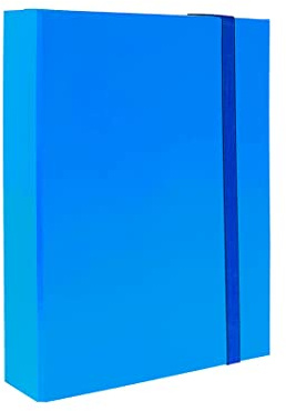 Pryma Cartella D3 con Elastico Piatto 25x35 cm - Organizzatore Documenti, Design Resistente, Colori Moderni (Azzurro)