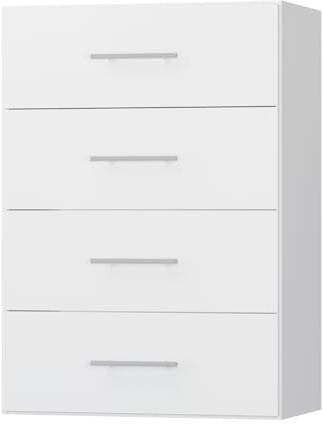 MODCART 4 Drawer Short Tower Closet Unit, Modular Closet System, Wood Closet System Organizer with Storage for Walk In Closets, Clothing Rack Closet for Hanging Clothes, Bedroom, White, 31.5W