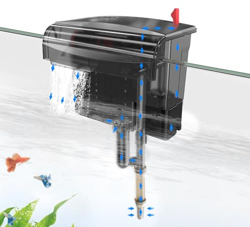 fishkeeper Aquarium Filter,Aquarium Außenfilter mit Bio-Rad-Power, Einstellbare Durchflussrate Hang on Filter Aquarium, Leise & Effiziente Aquarium Rucksackfilter mit Surface Skimmer