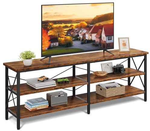WLIVE TV Schrank Lowboard für Fernseher bis zu 70 Zoll, Fernsehschrank TV Board mit Offenen Stauraum, 160 x 36 x 61 cm, Fernsehtisch für Wohnzimmer und Schlafzimmer Stand up to