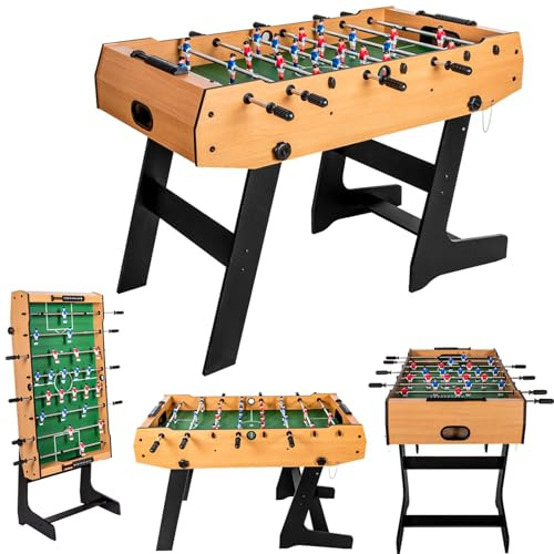 HLC Table De Baby-Foot Pliable avec Tiges TéLescopiques éQuipement De Jeu De Football D'IntéRieur pour Les FêTes d'enfants Et La Famille Jouer Au Babyfoot