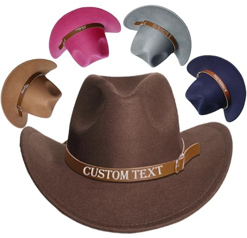 Tczqykm Cappelli da cowboy personalizzati con nome per donne e uomini, cappello da cowgirl personalizzato per ragazze, bambini, adulti multicolore