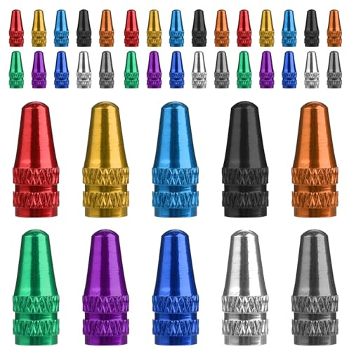Presta Valve Caps, 40 Pcs Colorful Bicycle Valve Stem Caps Aluminum Bike Tire Cap for MTB Road Racing Bicycle