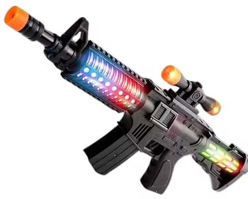 Pistola de juguete electrónica con luces LED multicolor y sonidos, estilo rifle de asalto, para niños