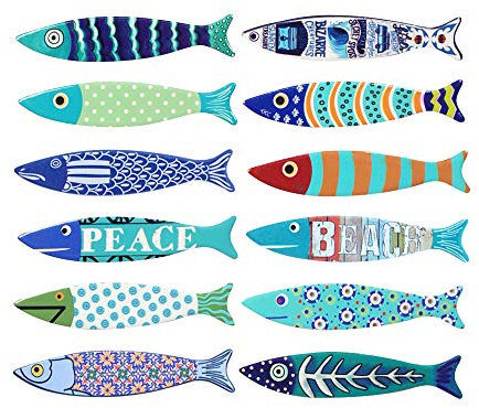 Art Deco Home Iman Nevera x12 Peces 13 cm, Hechos de Ceramica, Imanes Frigorifico magneticos Originales, Decoracion Cocina, Multicolor