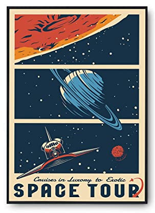 Planetee Affiche Vintage Astronomie Space Tour A3 | Poster Tableau Humour pour décoration murale qualité papier Premium