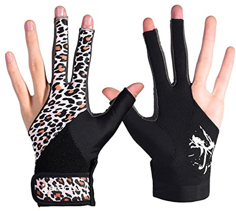 Billiard Glove,3 Finger Billiards Gloves for Man Woman, Pool Cue Gloves,Snooker Playerss Gloves,Durable Breathable Anti-Skid,Wear on The Right or Left Hand (M)