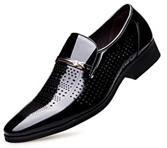 Chaussure Mocassins Homme en Cuir Verni pour Pointu Respirant Habillées Mariage d'affaires Chaussures en Formelles