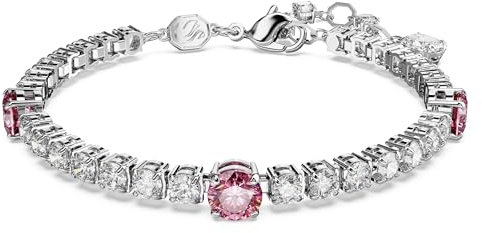 Swarovski Matrix Tennis Bracelet, White and Pink Crystals in a Rhodium Plated Setting, from the Matrix Collection