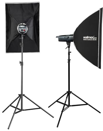Walimex pro Emerger 400 Set Double - leistungsstarke Studio Blitzleuchte mit 2,4 GHz Empfänger, 400 Ws, kurzer Wiederaufladezeit, LED-Einstelllicht, 16 Kanäle und 4 Gruppen, kompakt und mobil