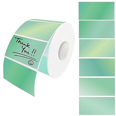 WLHGH Thermal Labels, Self-Adhesive Circular Stickers for Printers, 6 Color Gradient Multipurpose Labels for Thank You Cards, Logo Design, Addressing, QR Codes, and Inventory Management (Green)
