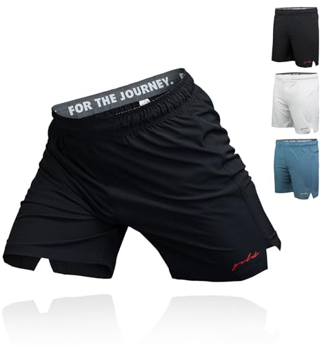 Gold BJJ Airflex Jiu Jitsu Shorts - Fight Short for No Gi, Wrestling, MMA & Boxing (Black, Medium)