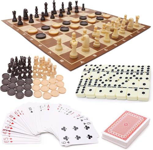 Toyland® Ultimate Family Favourites Board Game Bundle - Domino, carte, scacchi, dama e tris - Adatto a partire dai 3 anni in su