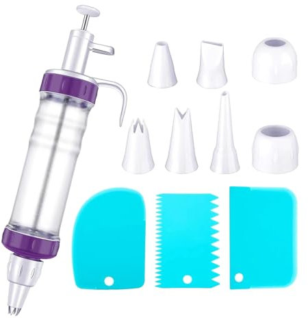 KinMokusei Siringa per dolci, siringa per dolci, siringa per torte, siringa per crema, set con 7 beccucci per cupcake, ciambella, biscotti (11 pezzi)