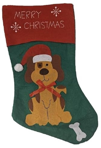 Decsee 40cm Christmas Dog Stocking Festive Motif 'Merry Christmas' Pet Paw Stocking Socks Xmas Tree Ornaments Filler Fill withTreats