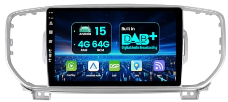 MISONDA [4G+64G/Integrado Dab+ ] Radio Coche Android 14 para Kia Sportage 4/KX5 (2016-2018) estéreo IPS de 9 Pulgadas con GPS/Carplay/BT/Mirror Link/WiFi/DSP/FM/Cámara/RDS