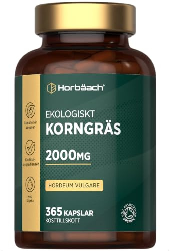 Erba d'Orzo Biologica 2000 mg | 365 Capsule Vegane | Estratto di Hordeum Vulgare | Scorta per 4 Mesi | Alto Dosaggio | Integratore Alimentare | Horbaach