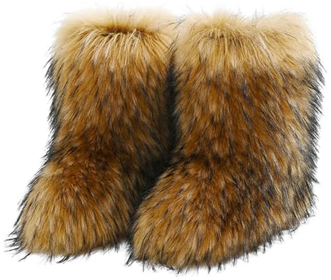 Stivali Donna Caldo Stivali da Neve Donna Comode Scarpe da Neve Pelliccia Stivali Invernali Stivaletti con Pelo Breve Moda Stivali delle Donne Fluffy Fuzzy Furry Snow Boots Mode