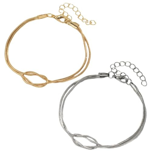 XENQITO 2 Pièces Bracelets Nœuds 18K Or Argent, Bracelets Partenaires, Bracelets En Couple, Bracelet de Couple, Cadeaux Pour Couples, Bracelets Assortis Pour L'Amitié Et La Relation (Bicolore)