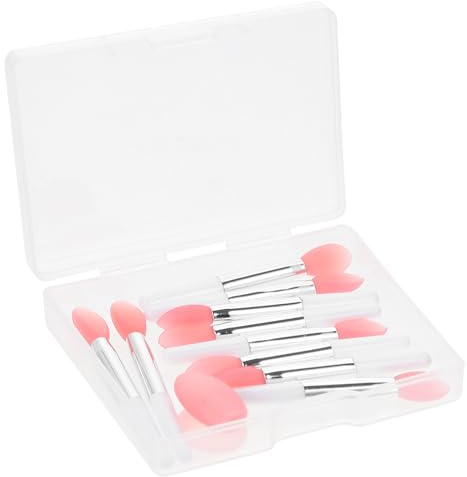 HOMSFOU Cepillo Aplicador de Labios de Silicona Semitransparente Rojo, Set de 10 Unidades para Maquillaje y Mascarilla Labial, Accesorio Práctico para Cuidado y Exfoliación de Labios