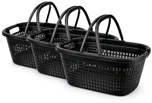 HRB shoppingkorg vikbar med 2 handtag, plast, ventilationshål (3, svart)