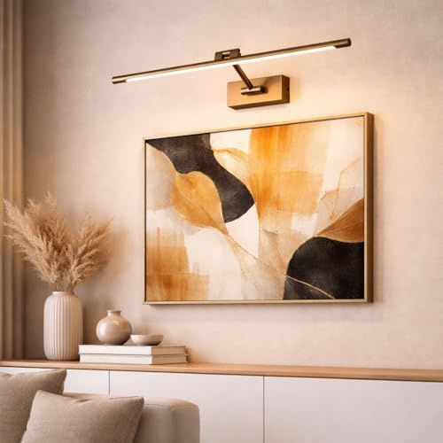 Alpinaluz Aplique LED Cobre Envejecido 48 cm 10W Luz Blanca Cálida 2700K MIRO Brazo Articulado Orientable Iluminación para Cuadros y Espejos Acabado Dorado Cepillado con Driver KGP