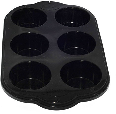 Selecto Bake 6 Cup Silicone Bun, Muffin Tray Non Stick Tin Baking Pudding Mold, 6 Cup Muffin Pan Non Stick Cupcake Baking Mould Silicone (Black)