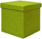 DuneDesign Faltbarer Sitzhocker 38cm Fußhocker Polsterhocker mit ca 42L Stauraum Sitzwürfel Sitzkasten Ottomane Leinen Grün
