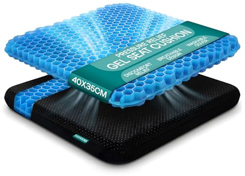 TANNESS Comfort Therapy Orthopedic Gel Seating Cushion — Ergonomic Memory Foam Coccyx Cushion for Lower Back, Tailbone and Sciatica Relief — Portable Seat Pad for Office, Home, Car, Wheelchair