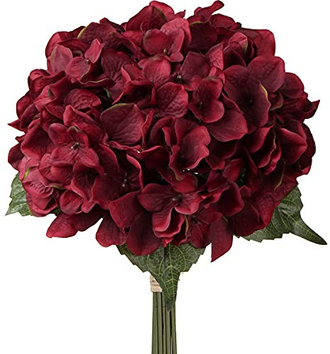 Briful Hortensias artificielles en soie 9 têtes Bouquet d'hortensias pour mariage, maison, fête, table, cuisine, bureau