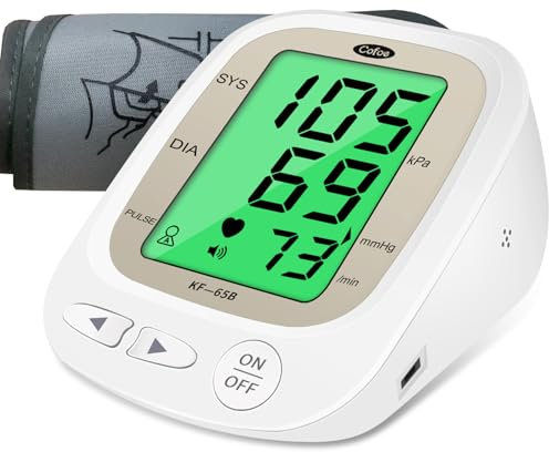 Cofoe Lade Automatisches Blutdruckmessgerät Digital mit USB-Ladegerät Original Oberarm Hochdruckprüfmaschine mit Tragetasche