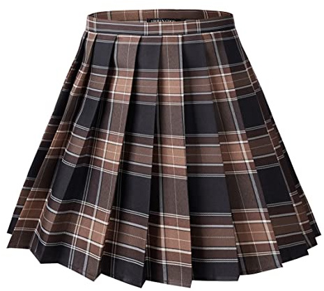 Urban CoCo Women‘s Uniforms Plaid Pleated Mini Skirt (7, S)