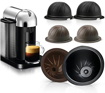 Cápsulas Vertuo Reutilizables y Recargables para Nespresso VertuoLine - Compatibles con Cafetera Vertuoline (Marrón)
