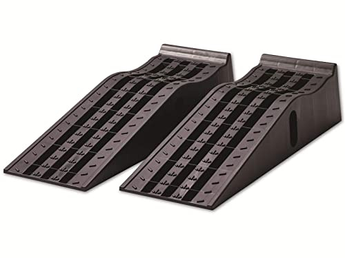 IWH Auffahrrampen-Set 3 Tonnen, bis 235 mm, Hebebühne, Kunststoff KFZ Rampe, mit Überfahrschutz, 2 Stück