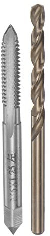 uxcell Ensemble tarauds et embouts, M6 x 1,25 H2 à flûte droite gauche, taraud de 4,7 mm M35 en acier rapide (HSS-CO)