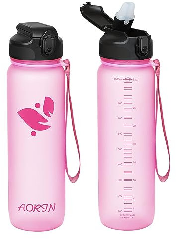 AORIN Water Bottle with Straw- 750ml - Tritan Sports Bottle BPA-Free, Leakproof Drinks Bottle, One Click Flip Lid for Kids, Adults, Ideal for Gym, Yoga, Outdoor & Camping
